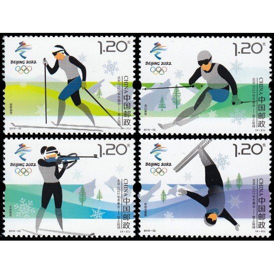 China 5590/93 2018 Deportes Juegos olímpicos de invierno 2022 en Pekín MNH