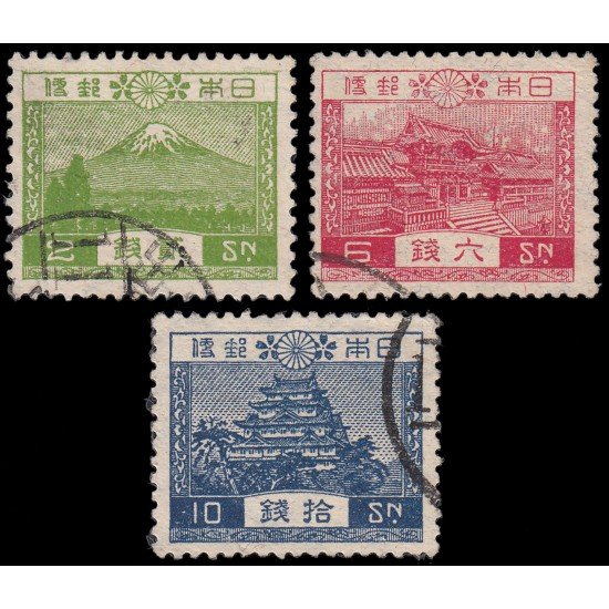 Japón Japan 191/93 1926 Serie corriente Vistas Usados Japón Japan 191/93 1926 Serie corriente Vistas Usados