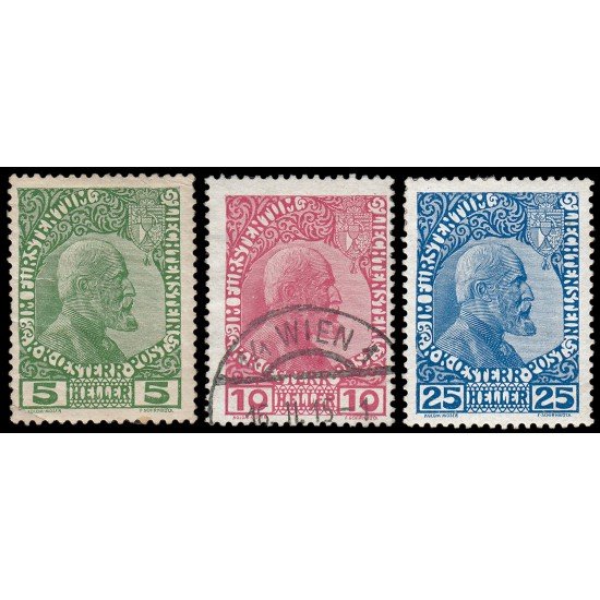 Liechtenstein 1/3 1912/15 Príncipe Juan II MH y Usado Liechtenstein 1/3 1912/15 Príncipe Juan II MH y Usado