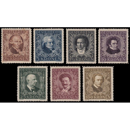 Österreich Austria 290/96 1922 Compositores y musicos MH Österreich Austria 290/96 1922 Compositores y musicos MH