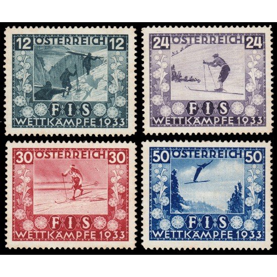 Österreich Austria 426/29 1933 Campeonato del mundo de Esquí en Innsbruck MH Österreich Austria 426/29 1933 Campeonato del mundo de Esquí en Innsbruck MH