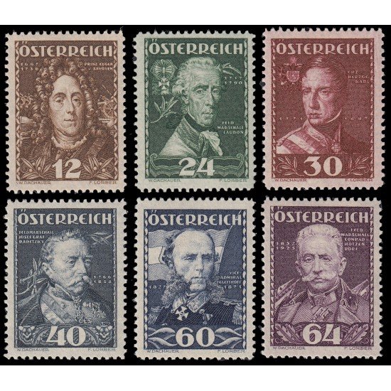 Österreich Austria 471/76 1935 Grandes líderes militares MNH Österreich Austria 471/76 1935 Grandes líderes militares MNH