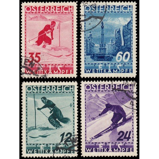 Österreich Austria 477/80 1936 Campeonato del mundo de Esquí en Innsbruck Usados Österreich Austria 477/80 1936 Campeonato del mundo de Esquí en Innsbruck Usados