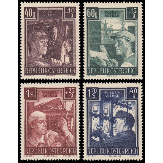 Österreich Austria 794/97 1951 En favor de la reconstrucción MNH Österreich Austria 794/97 1951 En favor de la reconstrucción MNH