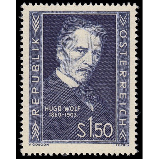 Österreich Austria 818 1953 50 aniv. de la muerte del compositor Hugo Wolf MNH Österreich Austria 818 1953 50 aniv. de la muerte del compositor Hugo Wolf MNH