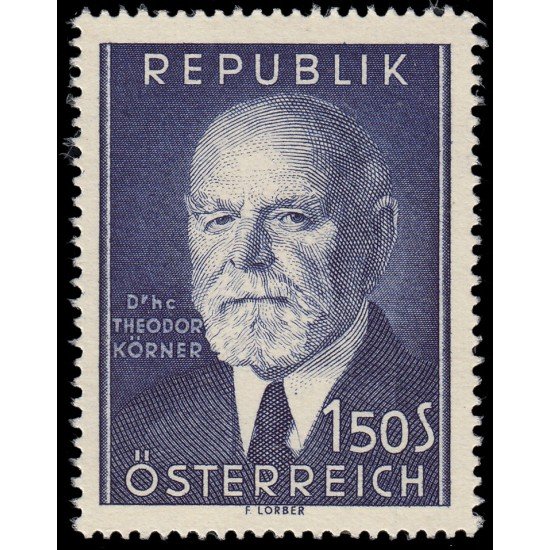 Österreich Austria 819 1953 80 aniv. del nacimiento del Presidente Theodor Körner MNH