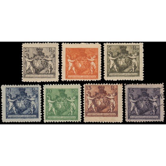 Liechtenstein 45A/51A 1921 Escudo de armas MH y Usado Liechtenstein 45A/51A 1921 Escudo de armas MH y Usado