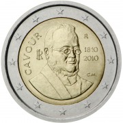 Italia 2010 2 € euros conmemorativos II Cent conde de Cavour