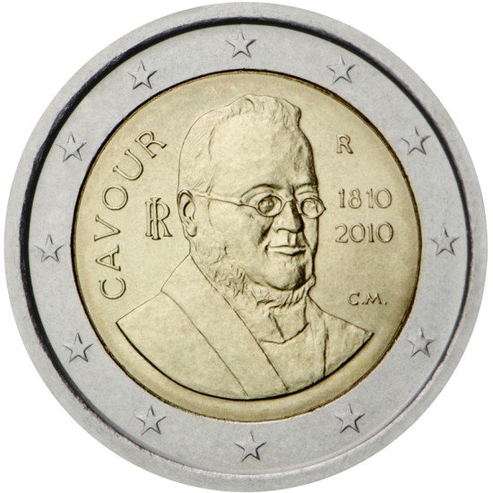 Italia 2010 2 € euros conmemorativos II Cent conde de Cavour Italia 2010 2 € euros conmemorativos II Cent conde de Cavour