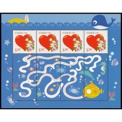 China 5008 2013 Sello con mensaje Amor Hoja de 4 valores MNH