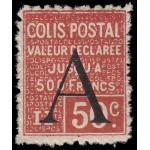 France Francia Paquete Postal 84 1928 Sello de 1926 con A en sobrecarga Valor declarado MH