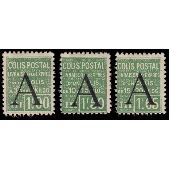 France Francia Paquete Postal 85/87 1928 Sellos de 1926 con A en sobrecarga Entrega urgente MH France Francia Paquete Postal 85/87 1928 Sellos de 1926 con A en sobrecarga Entrega urgente MH