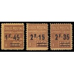 France Francia Paquete Postal 88/90 1928 Sellos de 1926 con nuevo valor en sobrecarga Entrega en la estación MH