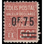France Francia Paquete Postal 91 1928 Sello de 1926 con nuevo valor en sobrecarga Valor declarado MH