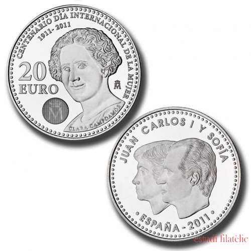 España Spain monedas Euros conmemorativos 2011 Moneda Clara Campoamor 20 euros Plata