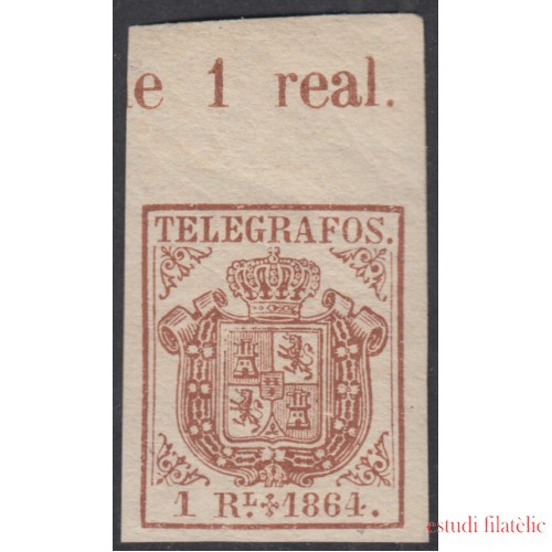 España Spain Telégrafos 1 1864 Escudo Coat of Spain  MNH 