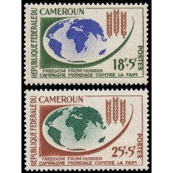 Camerún 365/66 1963 Campaña mundial contra el hambre Mapa mundi MNH Camerún 365/66 1963 Campaña mundial contra el hambre Mapa mundi MNH