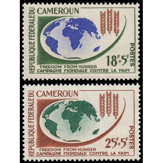 Camerún 365/66 1963 Campaña mundial contra el hambre Mapa mundi MNH