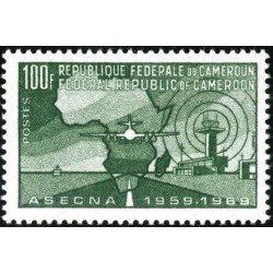 TRA1/S Camerún Cameroon Nº 480 1970 10º Aniv. de ASECNA Mapa de África, avión Lujo TRA1/S Camerún Cameroon Nº 480 1970 10º Aniv. de ASECNA Mapa de África, avión Lujo
