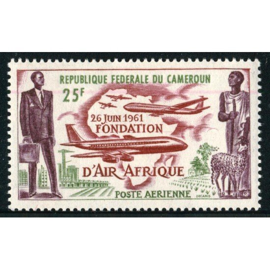 Camerún  Nº A 52  1962  Fundación de la Compañía Air-Africa Aviones, tripulación Lujo