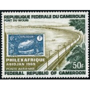 VAR2/S Camerún Cameroon  Nº A 129  1969  Philexafrica Adbijan (Costa de Ivori) Puente, sello Lujo