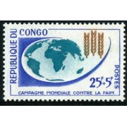 FL3/S Congo francés  Nº153  1963 Campaña mundial contra el hambre Mapa mundi Lujo