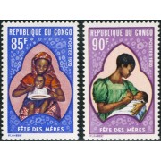 VAR2/S Congo francés  Nº 263/64   1970  Fiesta de la madre Madres y sus niños Lujo