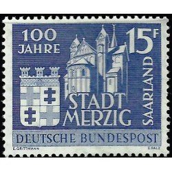 MI1 Sarre 383 1957 Cent. de la ciudad de Merzig Ciudad escudo MNH