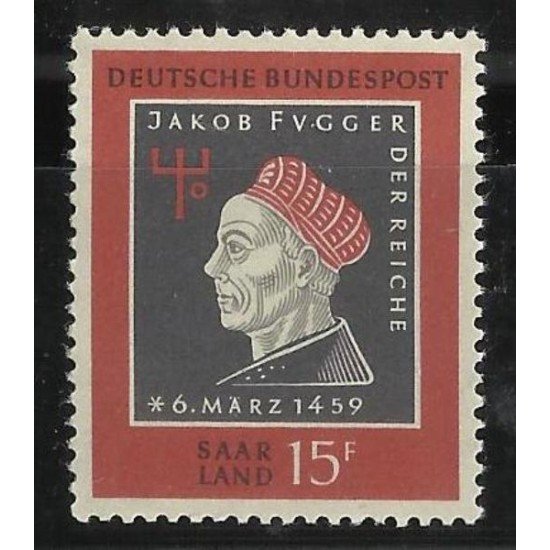 MI1 Sarre 427 1959 5º Cent. de Jacob Fugger Lujo MNH MI1 Sarre 427 1959 5º Cent. de Jacob Fugger Lujo MNH