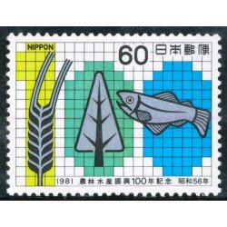 FAU/S Japón Japan 1366 1981 Centenario de la promoción agrícola forestal y de pesca Pez, árbol, espiga Lujo FAU/S Japón Japan 1366 1981 Centenario de la promoción agrícola forestal y de pesca Pez, árbol, espiga Lujo