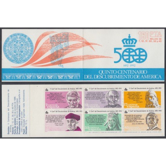 España Spain 2860C 1986 V Centenario del Descubrimiento de América carnet MNH España Spain 2860C 1986 V Centenario del Descubrimiento de América carnet MNH