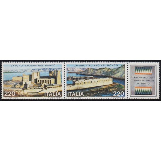 Italia Italy 1421/22 1980 Trabajos italianos en el mundo Recuperación Templo de Fhilae Egipto MNH