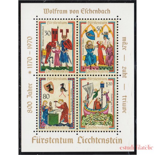 Liechtenstein HB 11 1970 800º Aniversario de  Wolfram V. Eschenbach MNH