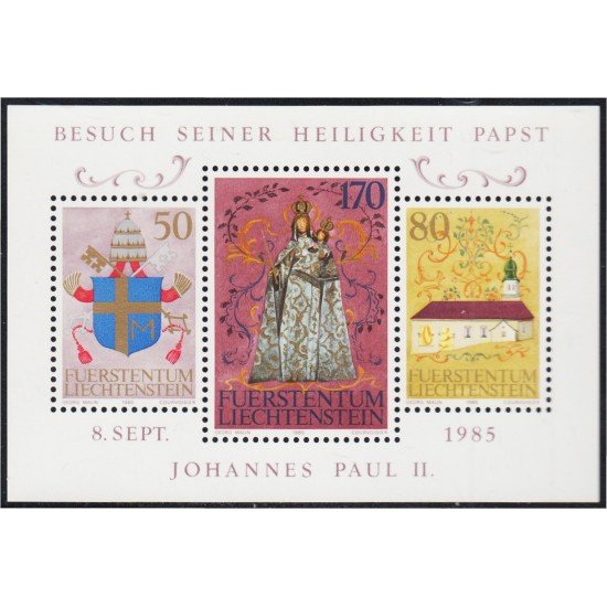 Liechtenstein HB 15 1985 Visita de S.S Juan Pablo II Escudo Iglesia MNH