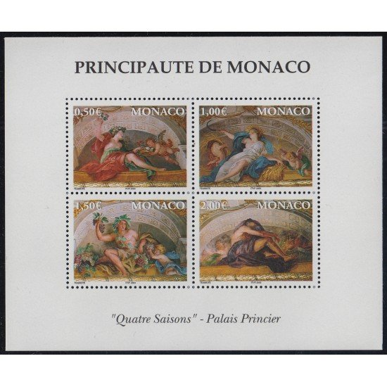 Monaco HB 87 2002 Cuatro estaciones Pintura del palacio MNH Monaco HB 87 2002 Cuatro estaciones Pintura del palacio MNH