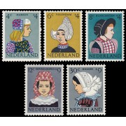 Holanda Netherlands 728/32 1960 Obras por la infancia Sombreros, tocados de los pueblos de la región de Ijsselmer MNH