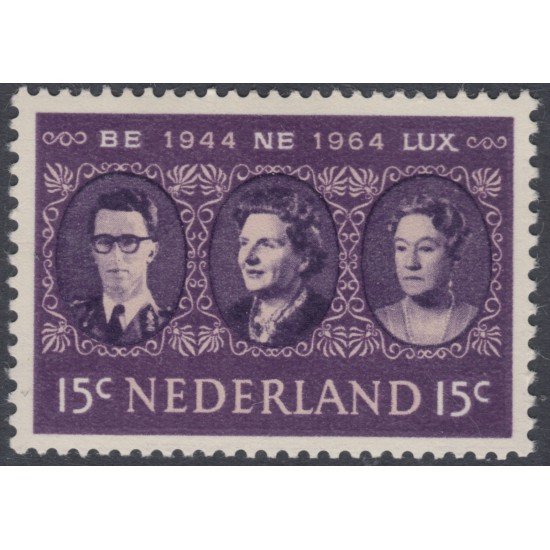 Holanda  Netherlands 803 - 1964 20º Aniv. de la unión aduanera BENELUX Retrato monarcas Lujo