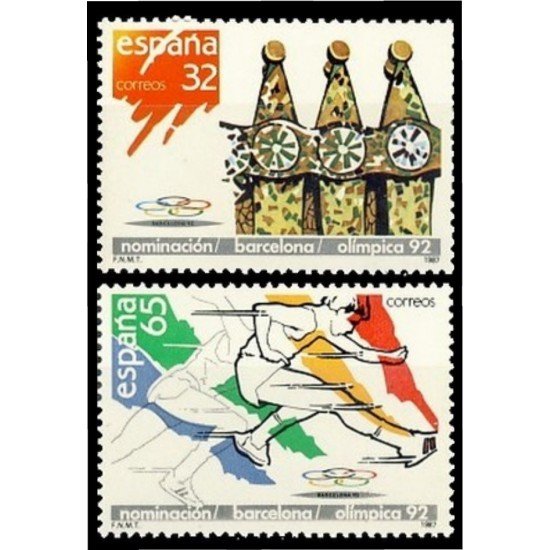 España Spain 2908/09 1987 Nominación de Barcelona 92 como sede Olímpica  MNH