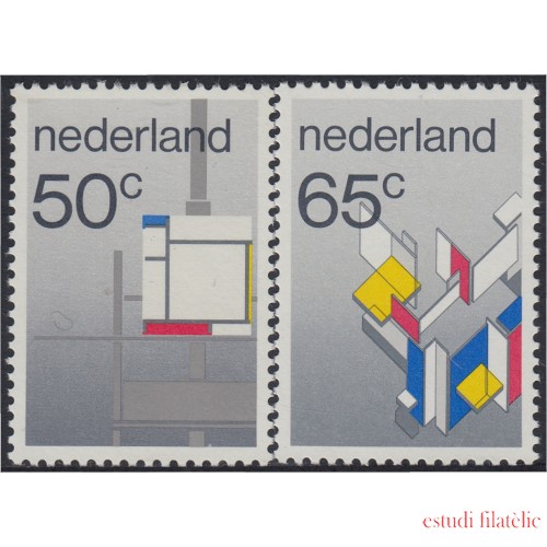 Holanda  Netherlands 1204/05 1983 Movimiento artístico de Stijl Cuadro, dibujo de arquitectura MNH