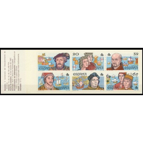 España Spain 2919C 1987 V Centenario del Descubrimiento de América Carné MNH España Spain 2919C 1987 V Centenario del Descubrimiento de América Carné MNH
