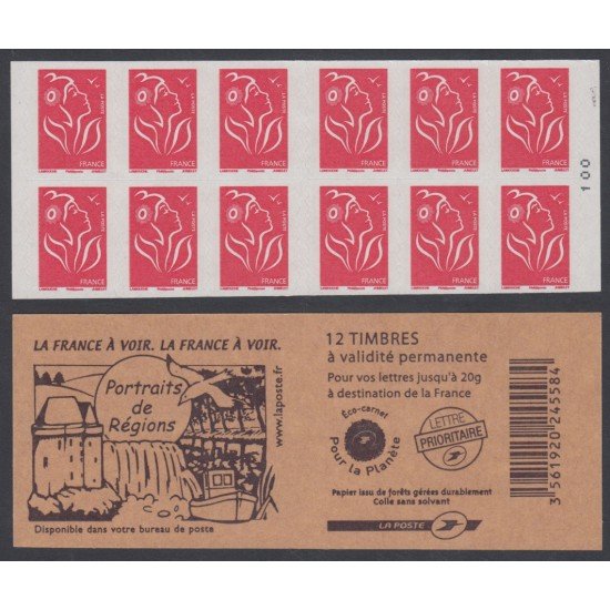 France Francia Carnets 3744b-C6 2007 Serie Marianne de Lamouche Carnet 12 sellos del nº 3744b Ave, barco... en reverso Lujo France Francia Carnets 3744b-C6 2007 Serie Marianne de Lamouche Carnet 12 sellos del nº 3744b Ave, barco... en reverso Lujo