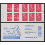 France Francia Carnets 3744b-C1  2006 Serie Marianne de Lamouche Carnet 10 sellos del nº 3744 Bolsa, web del sello en reverso Autoadhesivo Lujo