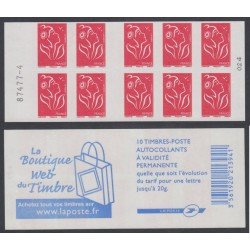 France Francia Carnets 3744b-C1 2006 Serie Marianne de Lamouche Carnet 10 sellos del nº 3744 Bolsa, web del sello en reverso Autoadhesivo Lujo France Francia Carnets 3744b-C1 2006 Serie Marianne de Lamouche Carnet 10 sellos del nº 3744 Bolsa, web del sello en reverso Autoadhesivo Lujo