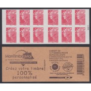 France Francia Carnets 4197-C5  2009 Serie Marianne de Beaujard Carnet 12 sellos del nº 4197 Logo sellos personalizados en reverso Autoadhesivo Lujo