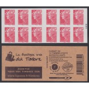France Francia Carnets 4197-C6  2009 Serie Marianne de Beaujard Carnet 12 sellos del nº 4197 Tienda del sello en reverso Autoadhesivo Lujo