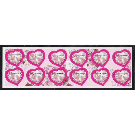 France Francia Autoadhesivos BC266 2009 Carnet San Valentín Corazón con periquitos MNH