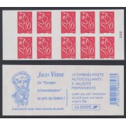 France Francia Carnets 3744-C5 Serie Marianne de Lamouche Carnet 10 sellos nº 3744  (tipo II) Julio Verne en reverso Autoadhesivo Lujo