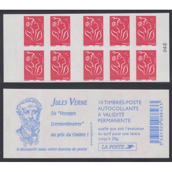France Francia Carnets 3744-C5 Serie Marianne de Lamouche Carnet 10 sellos nº 3744 (tipo II) Julio Verne en reverso Autoadhesivo Lujo France Francia Carnets 3744-C5 Serie Marianne de Lamouche Carnet 10 sellos nº 3744 (tipo II) Julio Verne en reverso Autoadhesivo Lujo