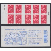 France Francia Carnets  3744-C6  Serie Marianne de Lamouche Carnet 10 sellos nº 3744 (tipo II) Regiones Torre, casa, bicicleta... en reverso Autoadhesivo MNH