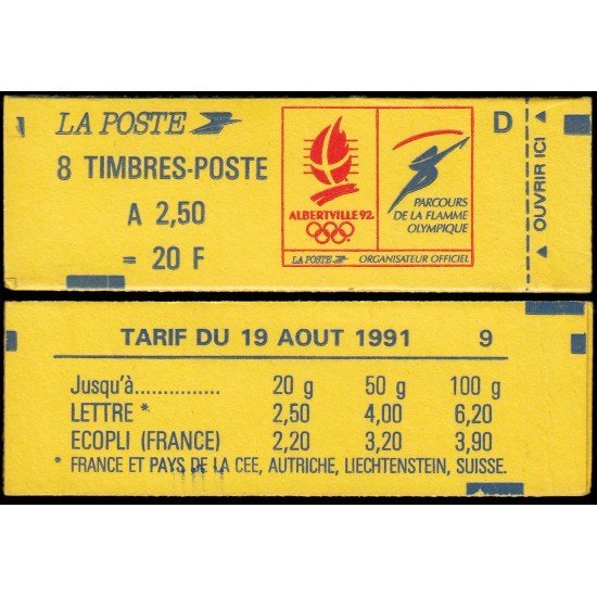 France Francia Carnets 2715-C1 Seire Marianne de Briat Carnet Albertville 92 (D) 8 sellos nº 2715 MNH France Francia Carnets 2715-C1 Seire Marianne de Briat Carnet Albertville 92 (D) 8 sellos nº 2715 MNH